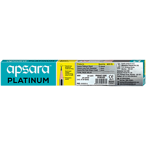 Apsara Platinum Extra Dark Pencils — Pack of 10 — pack detail