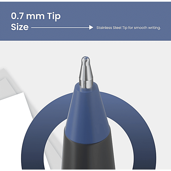 Pentonic 0.7 mm Ball Pens — Blue Ink, Pack of 10 — pack detail